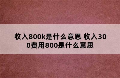 收入800k是什么意思 收入300费用800是什么意思